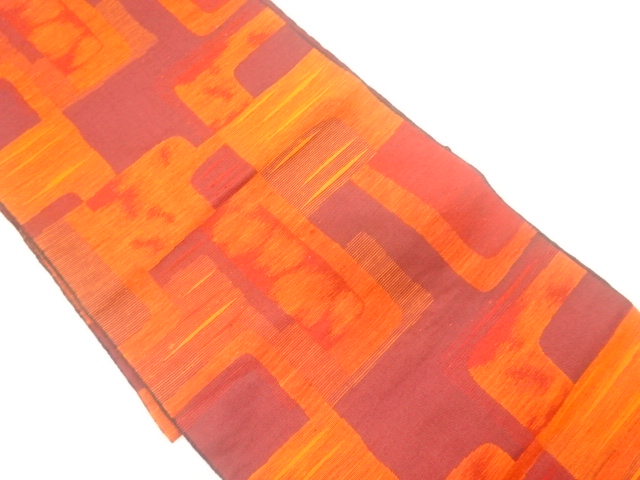JAPANESE KIMONO / NAGOYA OBI / SILK / WOVEN ABSTRACT PATTERN